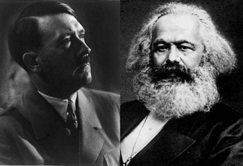 Imaginea lui Adolf Hitler este la fel de inspaimantatoare ca cea a lui Karl Marx. (Adolf Hitler—Library of Congress; Karl Marx—Public Domain)