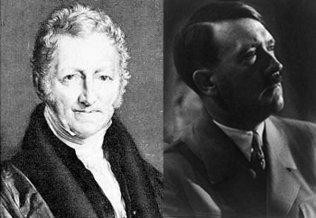 Thomas Malthus in secolul al 18-lea a publicat multe dintre ideile pe care Hitler le-a incorporat in schemele lui pentru o "rasa superioara". 