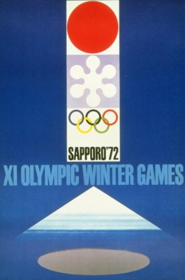 Posterul oficial al Jocurilor Olimpice de Iarna din 1972, Sapporo, Japonia.