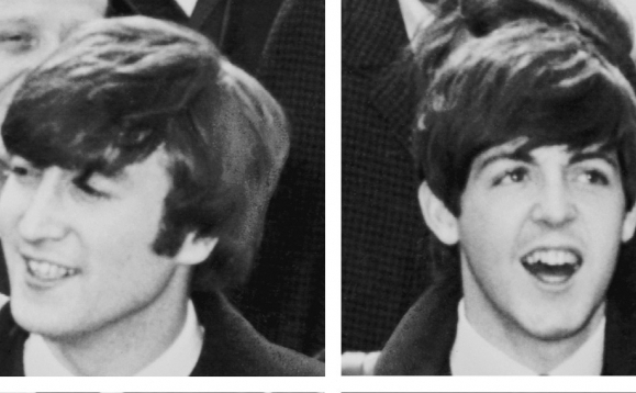 John Lennon, Paul McCartney, doi dintre cei patru componenti ai trupei "The Beatles". 