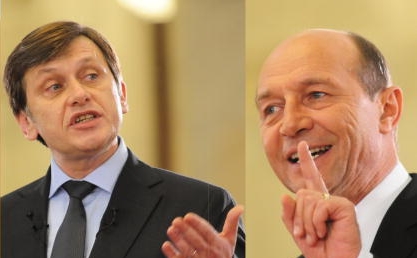 Presedintele Traian Basescu si presedintele PNL, Crin Antonescu. 