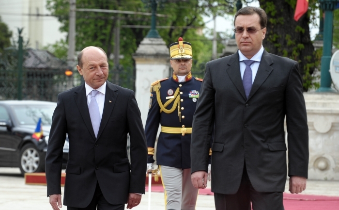Ceremonia primirii oficiale a Preşedintelui interimar al R. Moldova, Marian Lupu, la Bucuresti. (Alexandru Micsik / Administraţia prezidenţială)