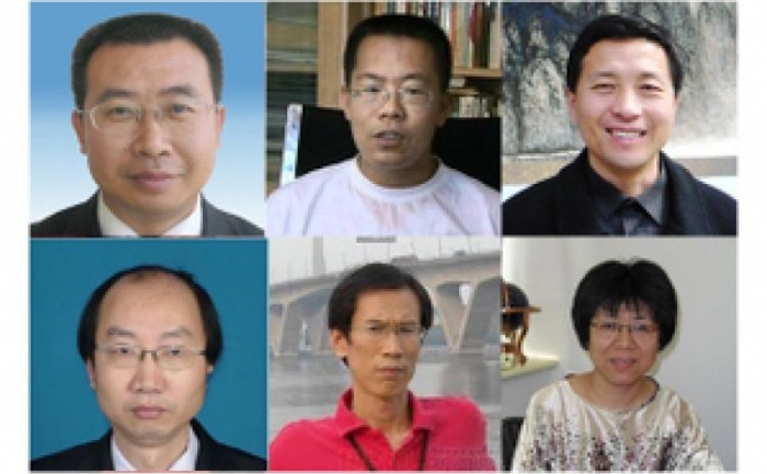 Avocati renumiti de drepturile omului care au devenit tinte ale persecutiei sustinute de Partidul Comunist Chinez: de sus de la stanga la dreapta - Jiang Tianyong, Teng Biao, Tang Jitian; jos, de la stanga la dreapta - Jin Guanghong, Liu Shihui, Li Tiantian.