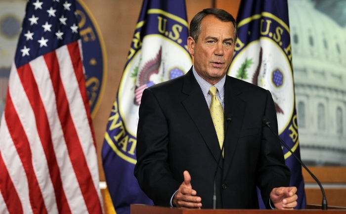 Preşedintele Camerei Reprezentanţilor, republicanul John Boehner intr-o conferinta de presa, 22 iulie 2011, Capitol Hill, Washington D.C.