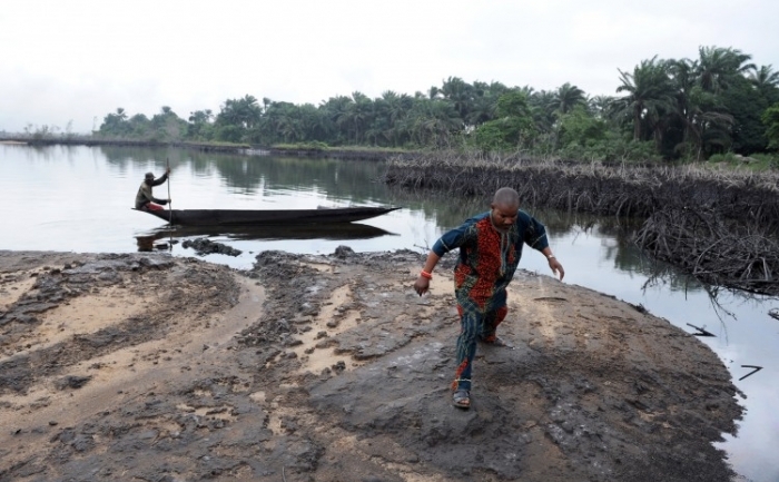 Urmele mizere ale titeiului extras de Shell in Niger au infestat apele Deltei Nigerului langa satul Bodo (Pius Utomi / AFP / Getty Images)