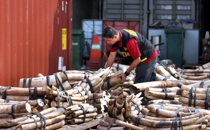Granicer malaezian analizand doua tone de fildes in West Port, Kalang. (STR / AFP / Getty Images)