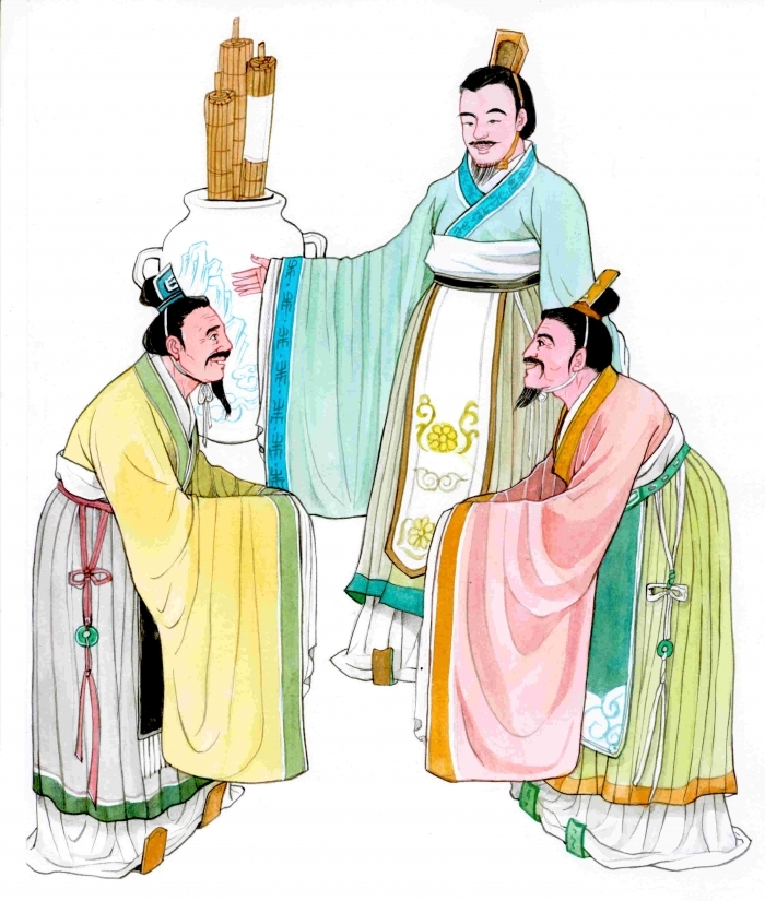 King Wen guvernand Regatul Zhou cu virtue, ilustratie de Blue Hsiao