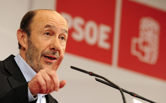 Alfredo Perez Rubalcaba, secretarul general al Partidului Socialist Muncitoresc Spaniol (PSOE). (JAVIER SORIANO / AFP / Getty Images)