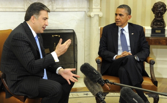Preşedintele american Barack Obama şi omologul său georgian Mihail Saakaşvili.