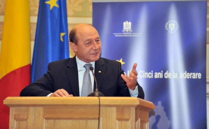 Participarea preşedintelui României, Traian Băsescu, la conferinţa  aniversară „România în Uniunea Europeană. Cinci ani de la aderare”. (Administraţia prezidenţială)