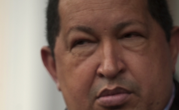Preşedintele marxist al Venezuelei Hugo Chavez în Caracas, 10 februarie 2012 la Palatul Miraflores (JUAN BARRETO / AFP / Getty Images)