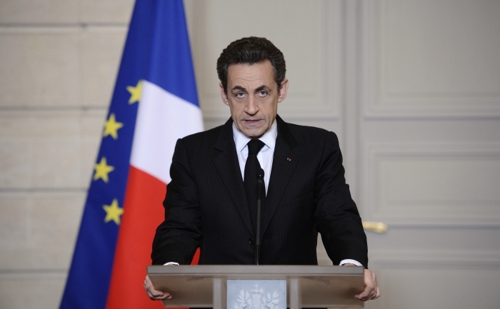 Preşedintele francez Nicolas Sarkozy, 19 martie 2012 la o conferinţă de presă la Palatul Elysee (LIONEL BONAVENTURE / AFP / Getty Images)