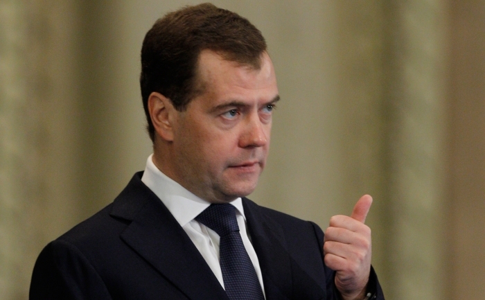 Fostul preşedinte rus, Dmitri Medvedev propus de Vladimir Putin pentru postul de premier. (VLADIMIR RODIONOV / AFP / Getty Images)