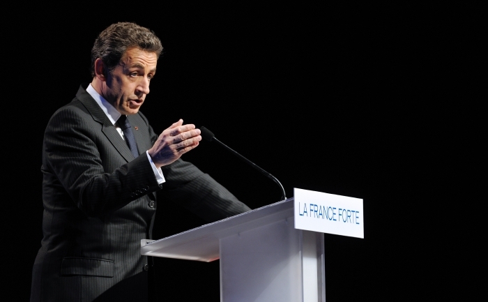 Nicolas Sarkozy, în Nantes, în timpul campaniei sale electorale, 27 martie 2012