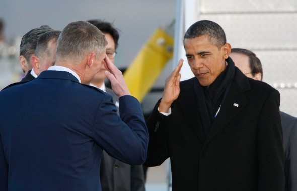Preşedintele american Barack Obama la baza aeriană Osan, 25 martie, la forumul internaţional privind securitatea nucleară