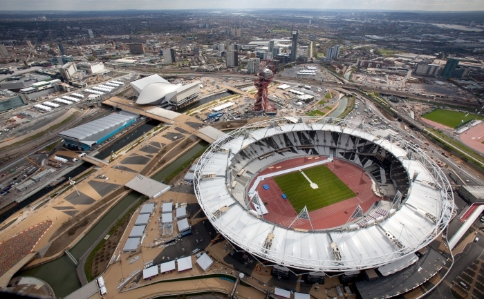 Vedere aeriană a parcului olimpic din Londra.