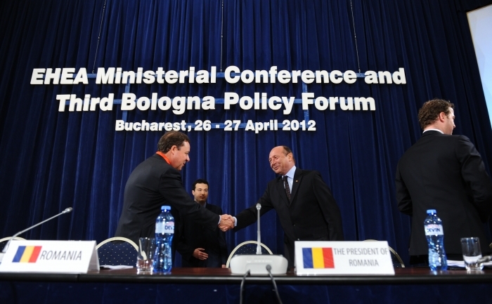 Participarea preşedintelui Train Băsescu la Conferinţa Ministerială a Procesului Bologna, Palatul Parlamentului, 26 apr 2012. (Administraţia prezidenţială)