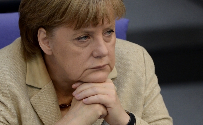 Cancelarul german Angela Merkel în Bundestag, 10 mai 2012 (ODD ANDERSEN / AFP / GettyImages)
