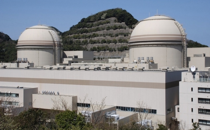 A treia clădire (d)  şi al patrulea reactor, de la centrala nucleară Oi, aparţinând Kansai Electric Power Co (KEPCO), 12 aprilie, în oraşul Oi, prefectura Fukui, vestul Japoniei. (Jiji Press / AFP / Getty Images)