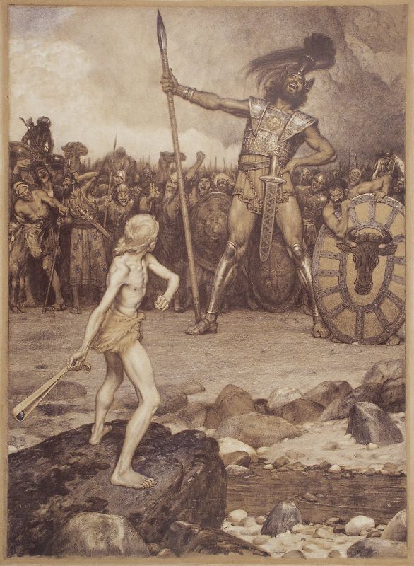 Desen ilustrând lupta dintre David şi Goliath