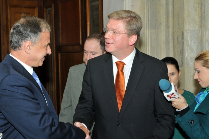 Întâlnirea dintre Mircea Geoană, preşedintele Comisiei de Externe din Senatul României şi Ştefan Fule,Comisarul European pentru Extindere