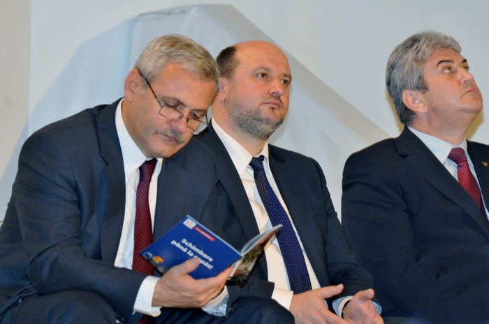 USL, Program de Guvernare 2013-2016. În imagine,Daniel Chiţoiu, Vasile Dragnea şi Gabriel Oprea