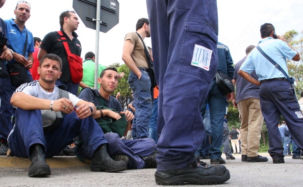 Protest al muncitorilor de la combinatul siderurgic Ilva din Taranto. (DONATO FASANO/AFP/GettyImages)