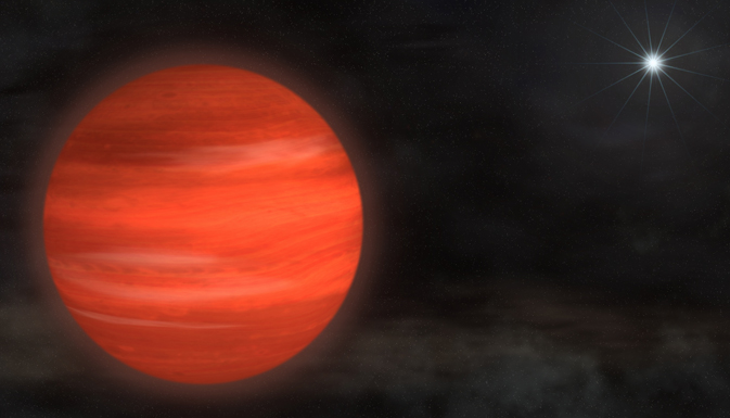 Planeta "super-Jupiter", Kappa Andromedae b, înfăţişată într-o imagine artistică