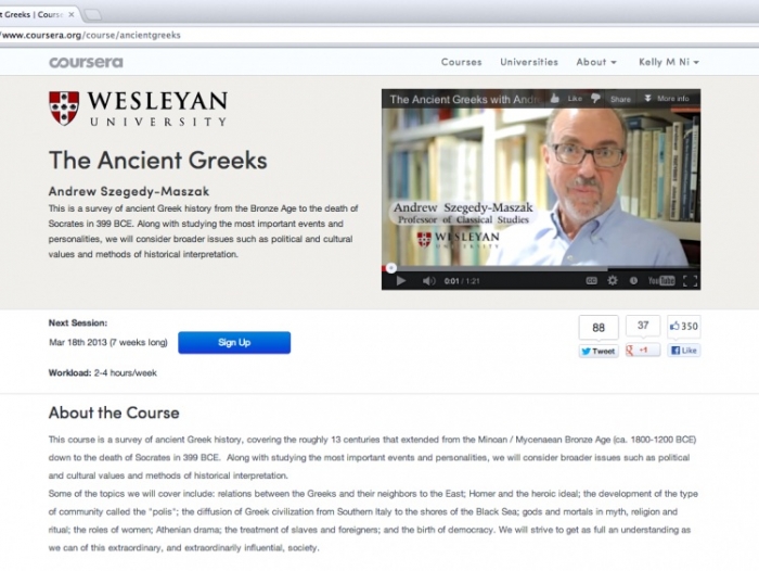 
Un screenshot al paginii de înscriere în Coursera
