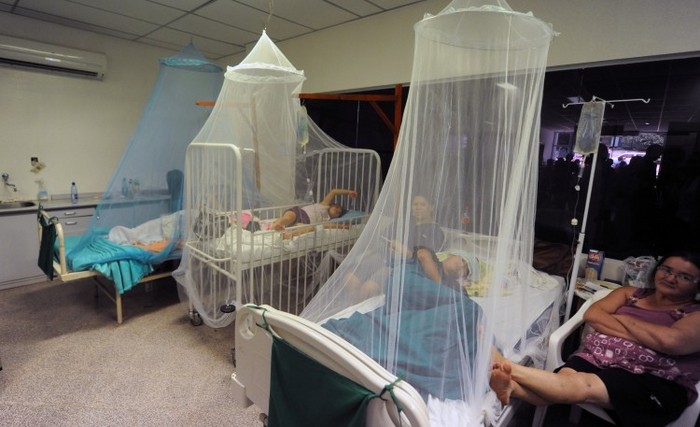 Pacienţi suferind de febra "dengue" în Asuncion, 16 ianuarie 2013.