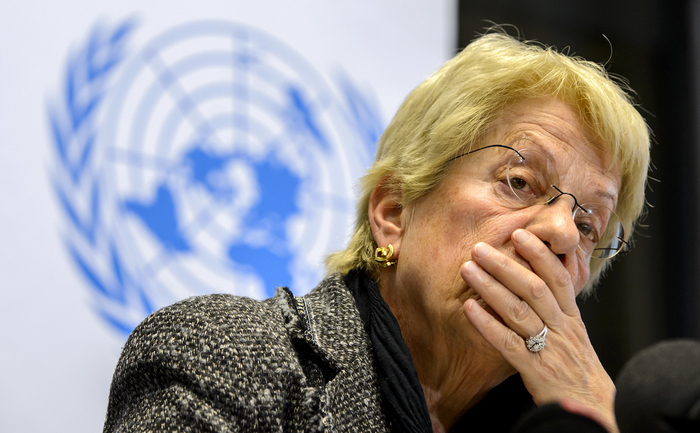 Fost procuror ONU, Carla del Ponte la o conferinţă de presă în Geneva, 18 februarie 2013