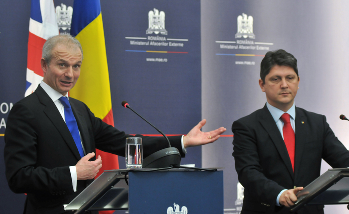 Întâlnirea ministrului Afacerilor Externe, Titus Corlăţean cu David Lidington, ministru pentru Europa al Regatului Unit (Epoch Times România)