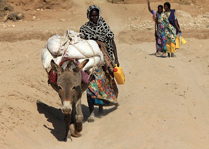 O femeie cară apă din regiunea somaleză din Etiopia. (Giordano Cossu)