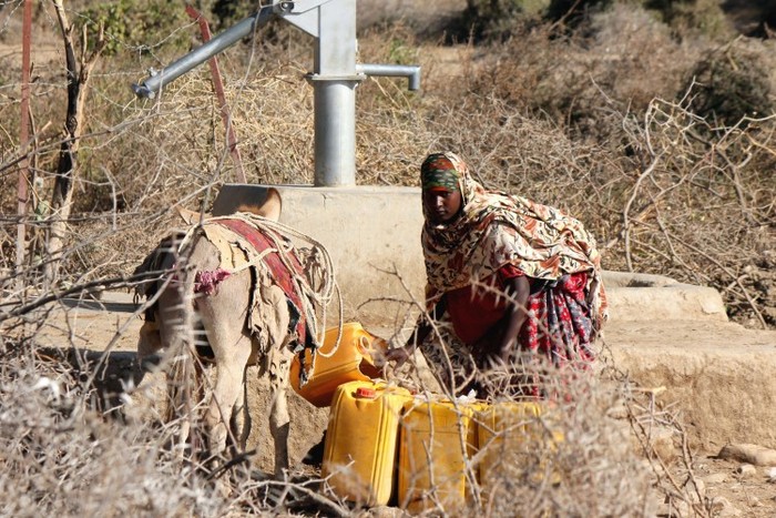 O femeie cară apă din regiunea somaleză din Etiopia.