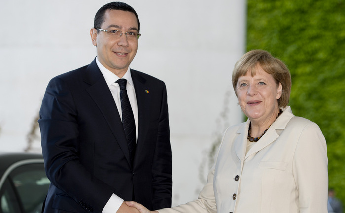 Cancelarul german, Angela Merkel, la întâlnirea avută luni, la Berlin, cu premierul României, Victor Ponta. (ODD ANDERSEN / AFP / Getty Images)