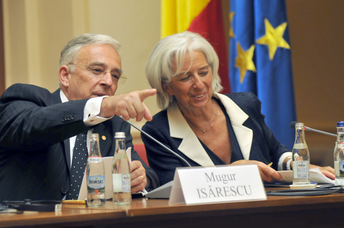 Christine Lagarde şi Mugur Isărescu, Bucureşti, 16 iulie 2013 (Epoch Times România)