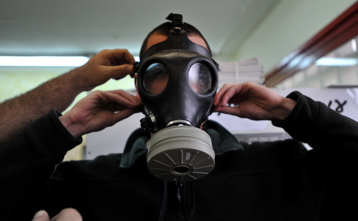 Mască de gaze. (YEHUDA RAIZNER / AFP / Getty Images)
