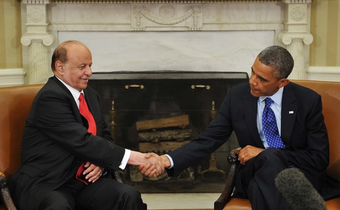 Preşedintele Yemenului Abdrabuh Mansur Hadi (s) şi Preşedintele SUA Barack Obama (d). (MANDEL NGAN / AFP / Getty Images)