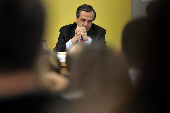 Primul-ministrul grec Antonis Samaras a participat în 13 septembrie 2013 la un eveniment cu privire la angajarea tinerilor. Rata şomajului din Grecia a atins un nou record. (ARIS MESSINIS / AFP / Getty Images)