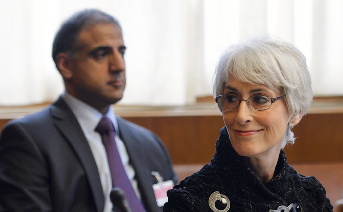 Subsecretarul american de stat Wendy Sherman în prima zi a  discuţiilor de la Geneva pe tema dosarului nuclear iranian. 15 octombrie 2013 (FABRICE COFFRINI / AFP / Getty Images)