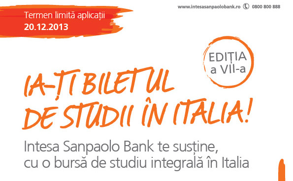 Bursa Intercultura. (prin bunăvoinţa Intesa Sanpaolo Bank)