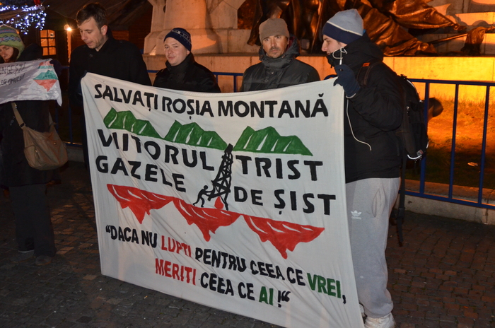 Manifestaţii la Cluj în sprijinul ţăranilor de la Pungeşti, 2 decembrie 2013