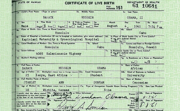 Certificatul de naştere al lui Barack Obama, publicat de Casa Albă, dovedit un fals