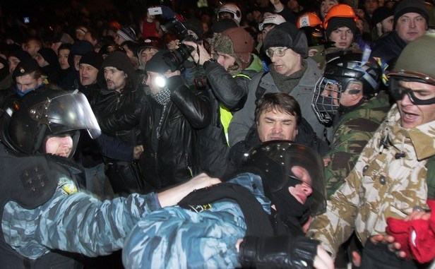 protest în Kiev pe 11 ianuary  2014.