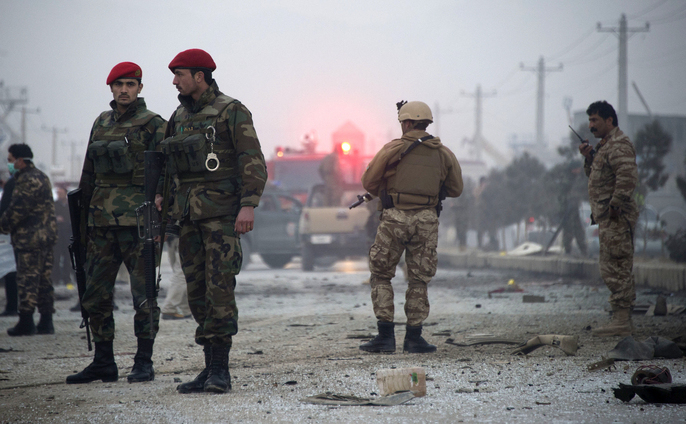 Soldaţi de la Afghan National Army (ANA) în Jalalabad, Kabul în ianuarie 2014.