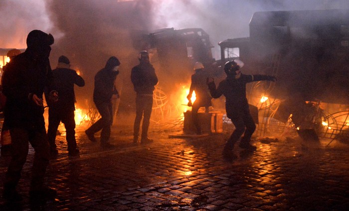 Ciocniri violente cu trupele Berkut, Kiev, 20 ianuarie 2014 (SERGEI SUPINSKY / AFP / Getty Images)