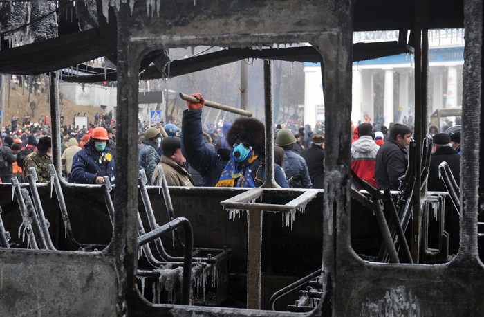 Kiev, demonstraţii împotriva regimului Ianukovici, 20 ianuarie 2014 (GENYA SAVILOV / AFP / Getty Images)