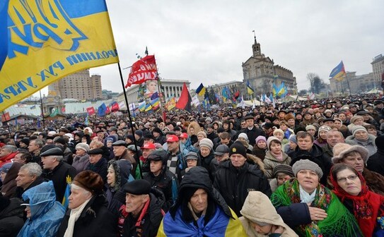 Demonstraţii pro occidentale în Ucraina, 12 ianuarie 2014 (SERGEI SUPINSKY / AFP / Getty Images)