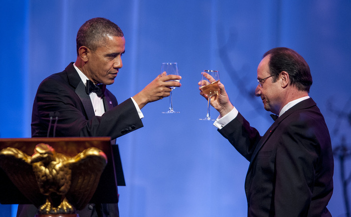 Preşedintele american, Barack Obama, şi preşedintele francez, Francois Hollande, la Washington, 11 februarie 2014. (Pete Marovich-Pool / Getty Images)