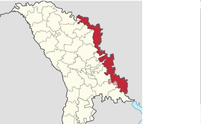 Transnistria este reprezentată de culoarea roşie.
